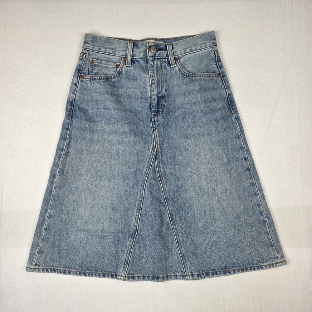 Denim Forum The '90s Midi Denim Skirt Womens Size 24 Blue Casual
